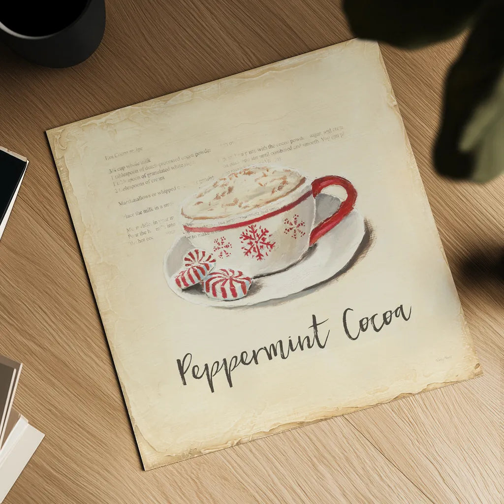 Cest Bon Bon Peppermint by Emily Adams. Shown as a detailed flat fine art print, highlighting archival giclee quality. Available as an archival giclee rolled canvas, fine art paper, or poster print. SKU 37378a.