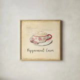 Cest Bon Bon Peppermint by Emily Adams. Shown in a natural wood glass frame for a timeless modern aesthetic. Available as an archival giclee rolled canvas, fine art paper, or poster print. SKU 37378a.