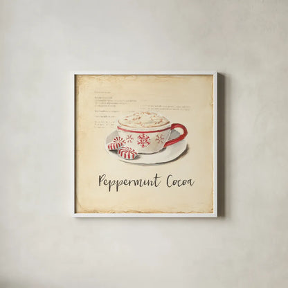 Cest Bon Bon Peppermint by Emily Adams. Shown in a crisp white glass frame for a clean and minimalist style. Available as an archival giclee rolled canvas, fine art paper, or poster print. SKU 37378a.