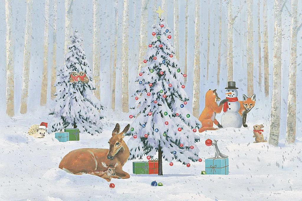 Christmas Critters Bright I by Emily Adams. SKU 49189i. Archival Giclee Fine art print for wall decor.