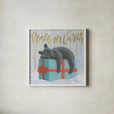 Christmas Critters Bright II by Emily Adams. Shown in a crisp white glass frame for a clean and minimalist style. Available as an archival giclee rolled canvas, fine art paper, or poster print. SKU 49190a.