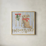 Christmas Critters Bright IV by Emily Adams. Shown in a natural wood glass frame for a timeless modern aesthetic. Available as an archival giclee rolled canvas, fine art paper, or poster print. SKU 49192a.