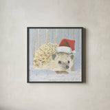 Christmas Critters Bright IX by Emily Adams. Shown in a sleek black glass frame for a contemporary gallery look. Available as an archival giclee rolled canvas, fine art paper, or poster print. SKU 49197a.