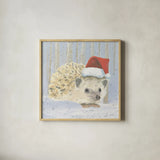Christmas Critters Bright IX by Emily Adams. Shown in a natural wood glass frame for a timeless modern aesthetic. Available as an archival giclee rolled canvas, fine art paper, or poster print. SKU 49197a.