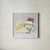 Christmas Critters Bright IX by Emily Adams. Shown in a crisp white glass frame for a clean and minimalist style. Available as an archival giclee rolled canvas, fine art paper, or poster print. SKU 49197a.