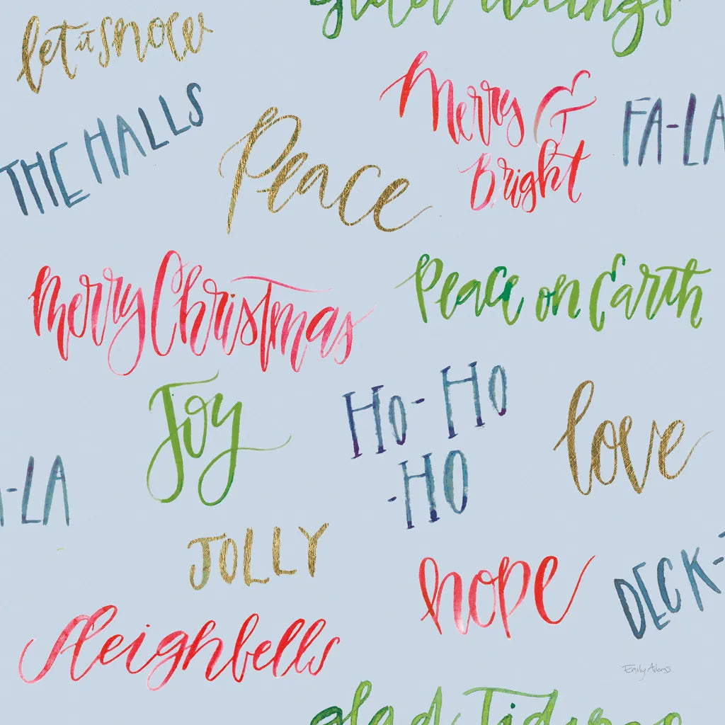 Christmas Critters Bright Pattern IA by Emily Adams. SKU 49200a. Archival Giclee Fine art print for wall decor.