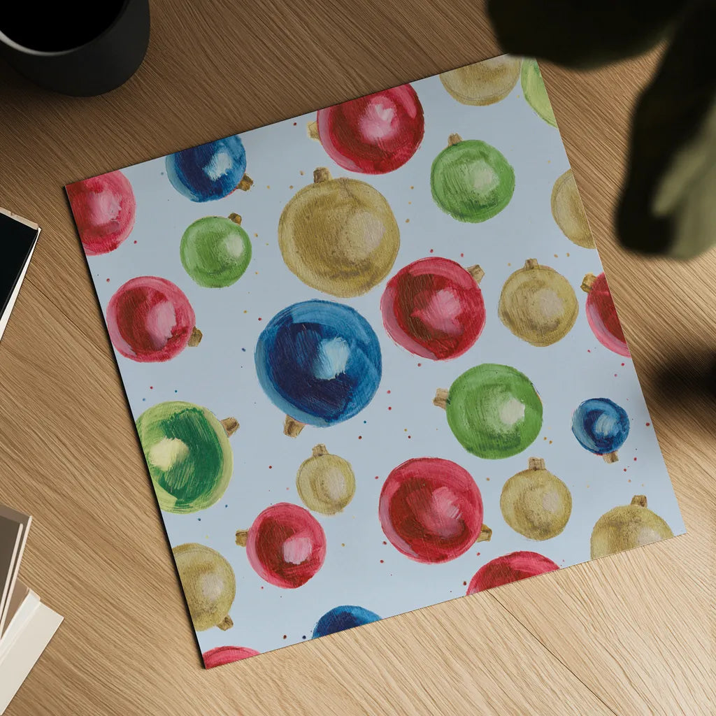 Christmas Critters Bright Pattern IIA  by Emily Adams. Shown as a detailed flat fine art print, highlighting archival giclee quality. Available as an archival giclee rolled canvas, fine art paper, or poster print. SKU 49202a.