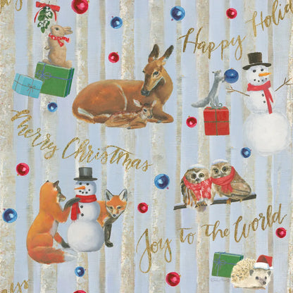 Christmas Critters Bright Pattern IVA by Emily Adams. SKU 49206a. Archival Giclee Fine art print for wall decor.