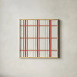 Christmas Critters Bright Pattern VB by Emily Adams. Shown in a natural wood glass frame for a timeless modern aesthetic. Available as an archival giclee rolled canvas, fine art paper, or poster print. SKU 49209a.
