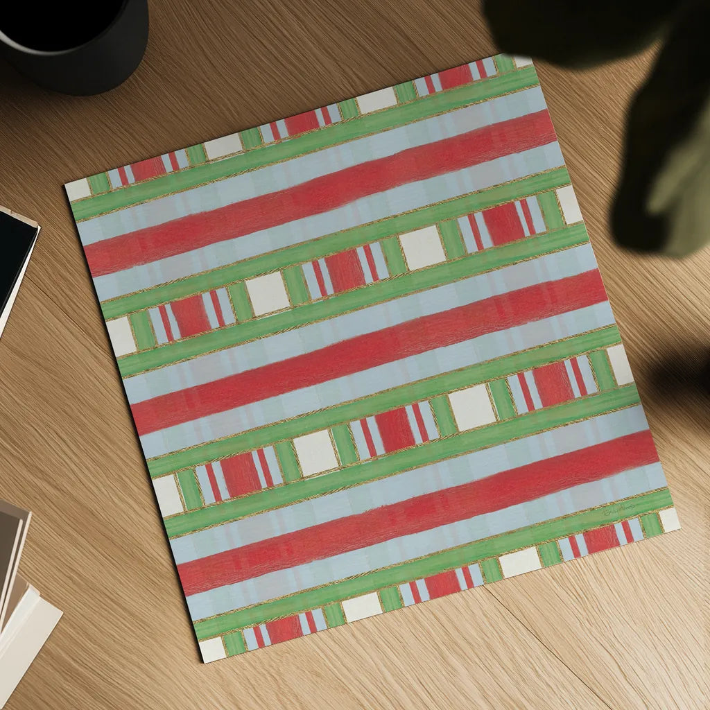 Christmas Critters Bright Pattern VIB by Emily Adams. Shown as a detailed flat fine art print, highlighting archival giclee quality. Available as an archival giclee rolled canvas, fine art paper, or poster print. SKU 49211a.