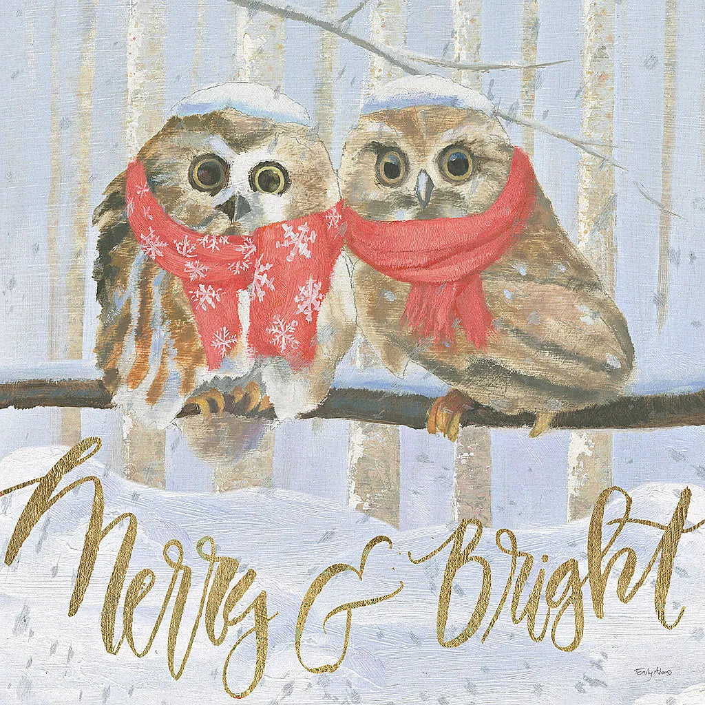 Christmas Critters Bright V by Emily Adams. SKU 49193a. Archival Giclee Fine art print for wall decor.