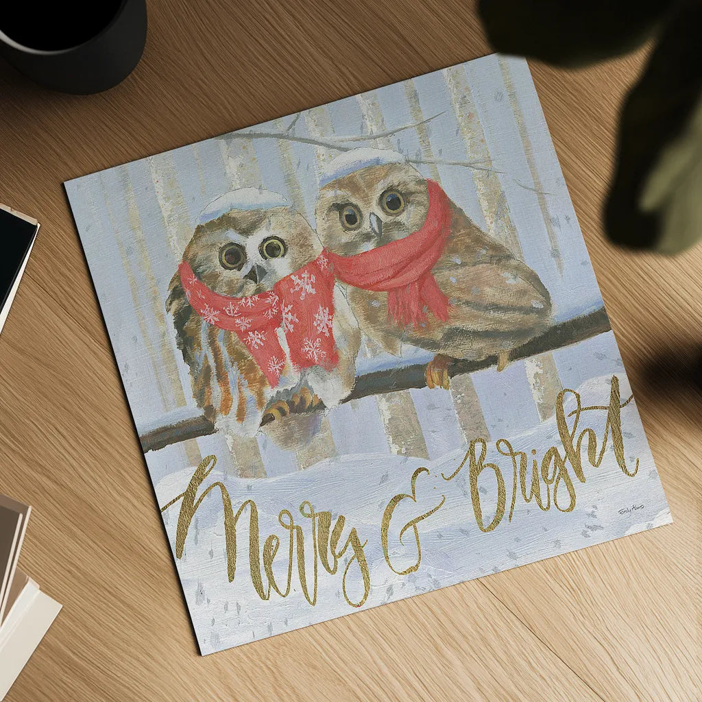 Christmas Critters Bright V by Emily Adams. Shown as a detailed flat fine art print, highlighting archival giclee quality. Available as an archival giclee rolled canvas, fine art paper, or poster print. SKU 49193a.