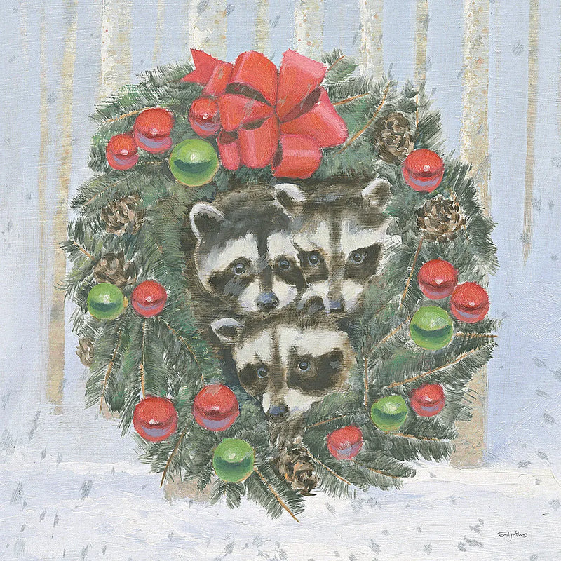 Christmas Critters Bright VI by Emily Adams. SKU 49194a. Archival Giclee Fine art print for wall decor.