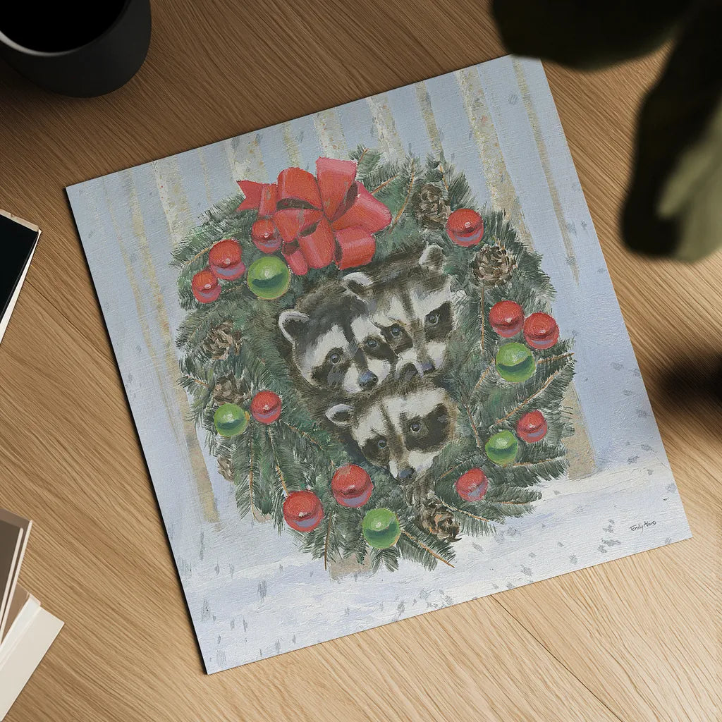 Christmas Critters Bright VI by Emily Adams. Shown as a detailed flat fine art print, highlighting archival giclee quality. Available as an archival giclee rolled canvas, fine art paper, or poster print. SKU 49194a.