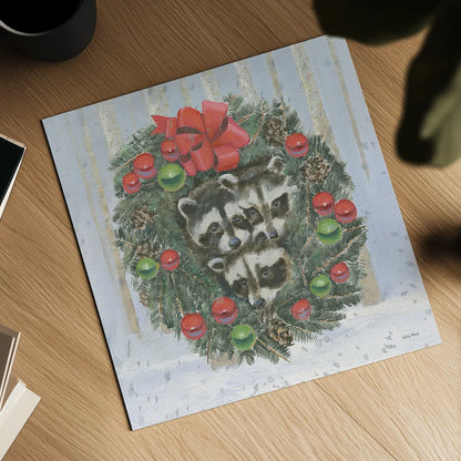 Christmas Critters Bright VI by Emily Adams. Shown as a detailed flat fine art print, highlighting archival giclee quality. Available as an archival giclee rolled canvas, fine art paper, or poster print. SKU 49194a.