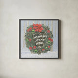 Christmas Critters Bright VI by Emily Adams. Shown in a sleek black glass frame for a contemporary gallery look. Available as an archival giclee rolled canvas, fine art paper, or poster print. SKU 49194a.