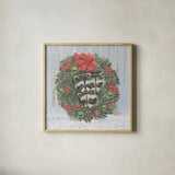 Christmas Critters Bright VI by Emily Adams. Shown in a natural wood glass frame for a timeless modern aesthetic. Available as an archival giclee rolled canvas, fine art paper, or poster print. SKU 49194a.