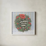 Christmas Critters Bright VI by Emily Adams. Shown in a crisp white glass frame for a clean and minimalist style. Available as an archival giclee rolled canvas, fine art paper, or poster print. SKU 49194a.
