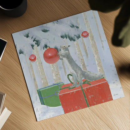 Christmas Critters Bright VII by Emily Adams. Shown as a detailed flat fine art print, highlighting archival giclee quality. Available as an archival giclee rolled canvas, fine art paper, or poster print. SKU 49195a.