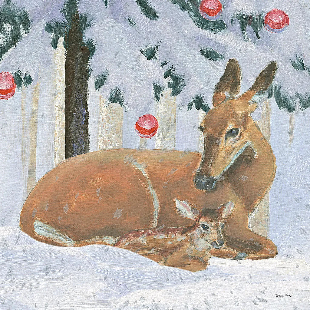 Christmas Critters Bright VIII by Emily Adams. SKU 49196a. Archival Giclee Fine art print for wall decor.