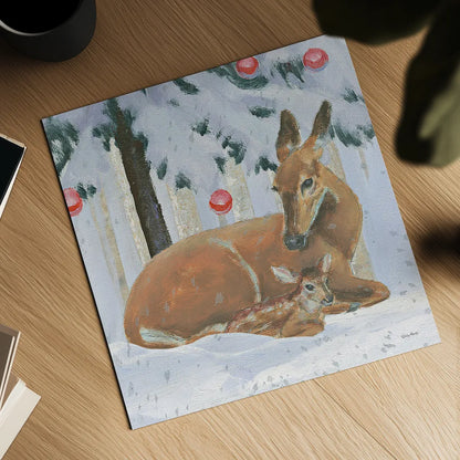 Christmas Critters Bright VIII by Emily Adams. Shown as a detailed flat fine art print, highlighting archival giclee quality. Available as an archival giclee rolled canvas, fine art paper, or poster print. SKU 49196a.
