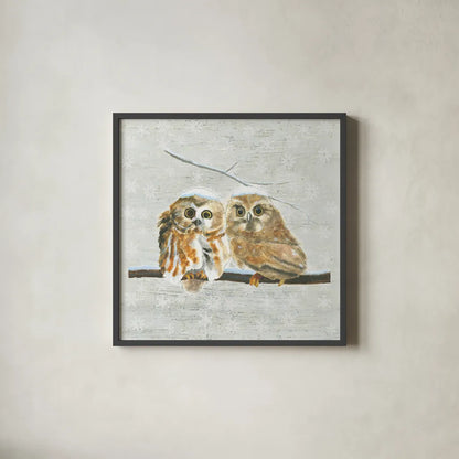 Christmas Critters I by Emily Adams. Shown in a sleek black glass frame for a contemporary gallery look. Available as an archival giclee rolled canvas, fine art paper, or poster print. SKU 29325a.