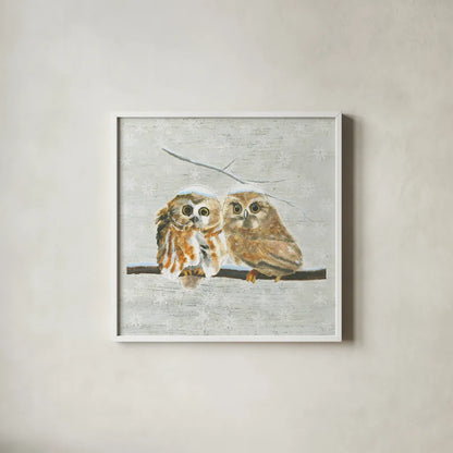 Christmas Critters I by Emily Adams. Shown in a crisp white glass frame for a clean and minimalist style. Available as an archival giclee rolled canvas, fine art paper, or poster print. SKU 29325a.