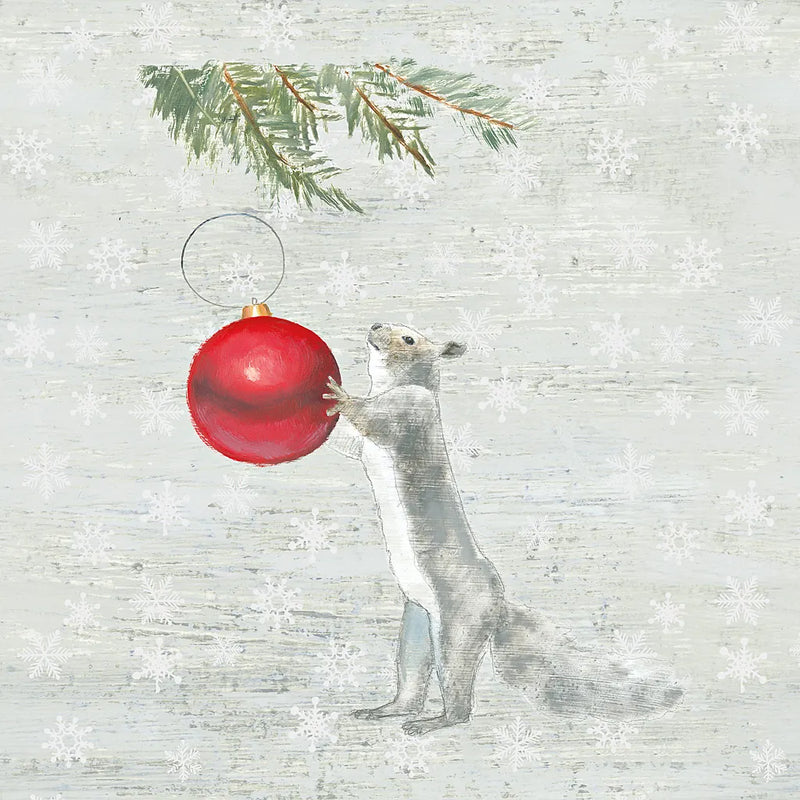 Christmas Critters IV by Emily Adams. SKU 29328a. Archival Giclee Fine art print for wall decor.