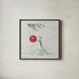 Christmas Critters IV by Emily Adams. Shown in a sleek black glass frame for a contemporary gallery look. Available as an archival giclee rolled canvas, fine art paper, or poster print. SKU 29328a.
