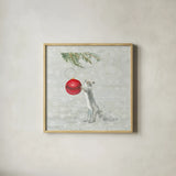 Christmas Critters IV by Emily Adams. Shown in a natural wood glass frame for a timeless modern aesthetic. Available as an archival giclee rolled canvas, fine art paper, or poster print. SKU 29328a.