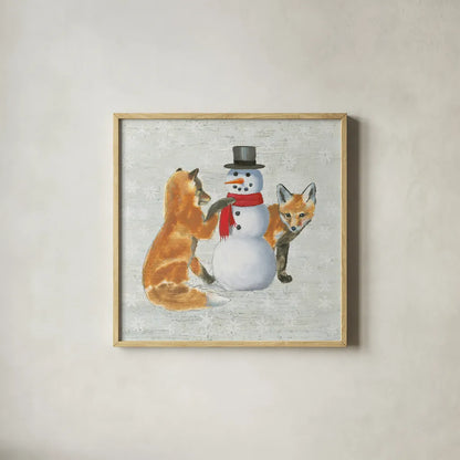 Christmas Critters V by Emily Adams. Shown in a natural wood glass frame for a timeless modern aesthetic. Available as an archival giclee rolled canvas, fine art paper, or poster print. SKU 29329a.
