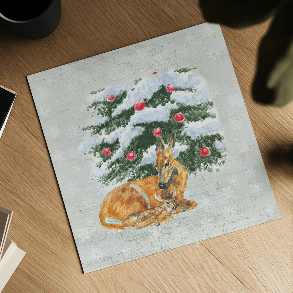 Christmas Critters VII by Emily Adams. Shown as a detailed flat fine art print, highlighting archival giclee quality. Available as an archival giclee rolled canvas, fine art paper, or poster print. SKU 29331a.