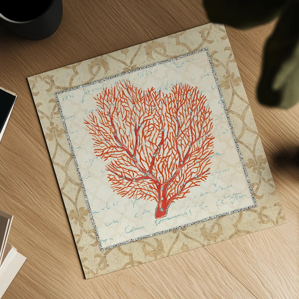 Coral Beauty Light III by Emily Adams. Shown as a detailed flat fine art print, highlighting archival giclee quality. Available as an archival giclee rolled canvas, fine art paper, or poster print. SKU 13490a.