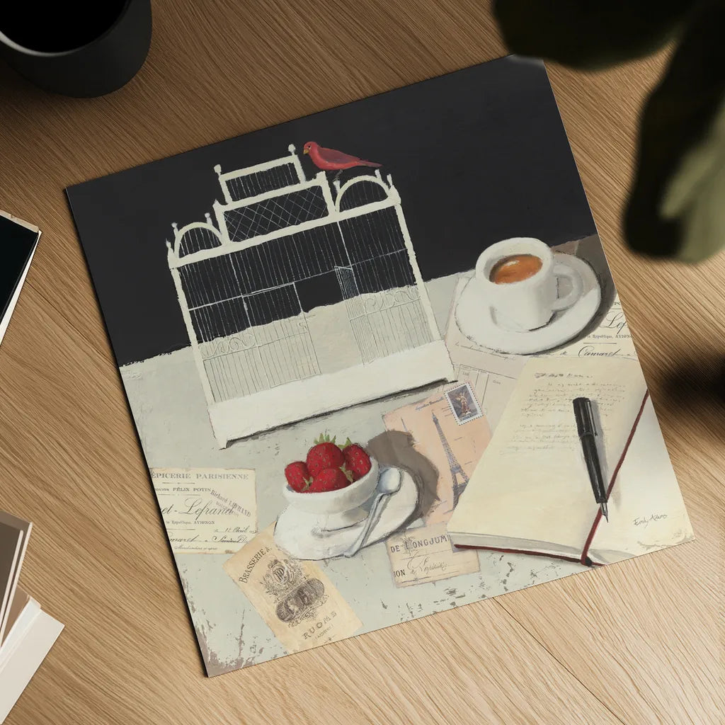 Correspondence Square by Emily Adams. Shown as a detailed flat fine art print, highlighting archival giclee quality. Available as an archival giclee rolled canvas, fine art paper, or poster print. SKU 34645a.