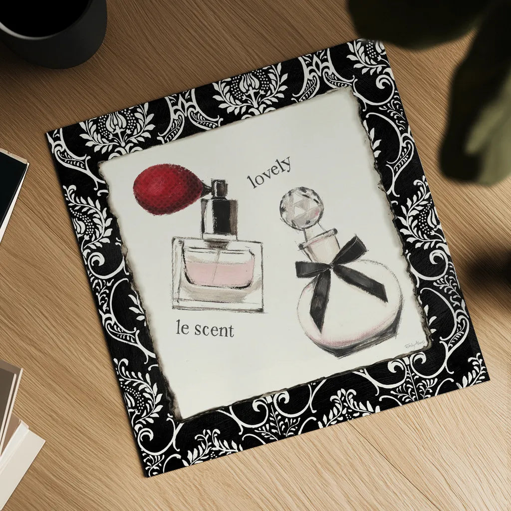 Cosmetique I by Emily Adams. Shown as a detailed flat fine art print, highlighting archival giclee quality. Available as an archival giclee rolled canvas, fine art paper, or poster print. SKU 11262a.