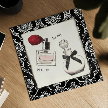 Cosmetique I by Emily Adams. Shown as a detailed flat fine art print, highlighting archival giclee quality. Available as an archival giclee rolled canvas, fine art paper, or poster print. SKU 11262a.