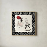 Cosmetique I by Emily Adams. Shown in a natural wood glass frame for a timeless modern aesthetic. Available as an archival giclee rolled canvas, fine art paper, or poster print. SKU 11262a.