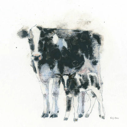 Cow and Calf by Emily Adams. SKU 23731a. Archival Giclee Fine art print for wall decor.