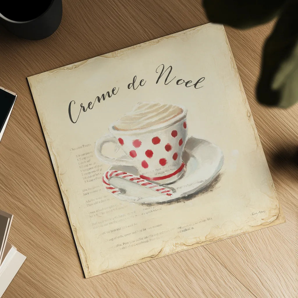 Creme de Noel by Emily Adams. Shown as a detailed flat fine art print, highlighting archival giclee quality. Available as an archival giclee rolled canvas, fine art paper, or poster print. SKU 19060a.