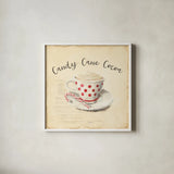 Creme de Noel Candy Cane by Emily Adams. Shown in a crisp white glass frame for a clean and minimalist style. Available as an archival giclee rolled canvas, fine art paper, or poster print. SKU 37379a.