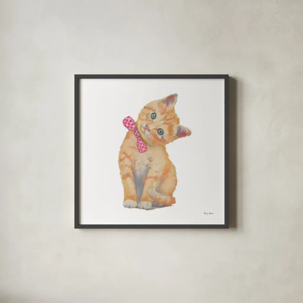 Cutie Kitties II by Emily Adams. Shown in a sleek black glass frame for a contemporary gallery look. Available as an archival giclee rolled canvas, fine art paper, or poster print. SKU 44464a.