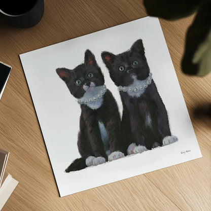 Cutie Kitties IV by Emily Adams. Shown as a detailed flat fine art print, highlighting archival giclee quality. Available as an archival giclee rolled canvas, fine art paper, or poster print. SKU 44466a.