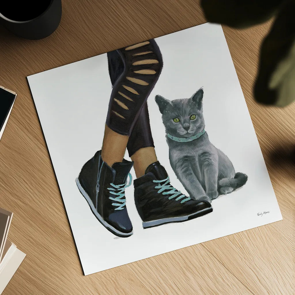 Cutie Kitties V by Emily Adams. Shown as a detailed flat fine art print, highlighting archival giclee quality. Available as an archival giclee rolled canvas, fine art paper, or poster print. SKU 44467a.