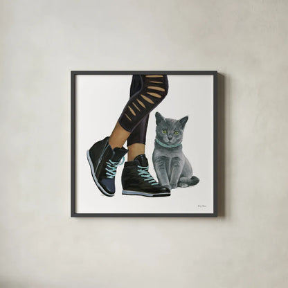 Cutie Kitties V by Emily Adams. Shown in a sleek black glass frame for a contemporary gallery look. Available as an archival giclee rolled canvas, fine art paper, or poster print. SKU 44467a.