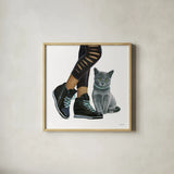 Cutie Kitties V by Emily Adams. Shown in a natural wood glass frame for a timeless modern aesthetic. Available as an archival giclee rolled canvas, fine art paper, or poster print. SKU 44467a.