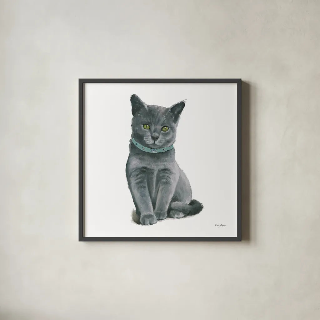 Cutie Kitties VI by Emily Adams. Shown in a sleek black glass frame for a contemporary gallery look. Available as an archival giclee rolled canvas, fine art paper, or poster print. SKU 44468a.