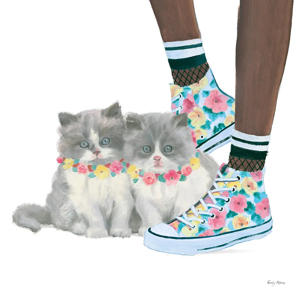 Cutie Kitties VII by Emily Adams. SKU 44469a. Archival Giclee Fine art print for wall decor.