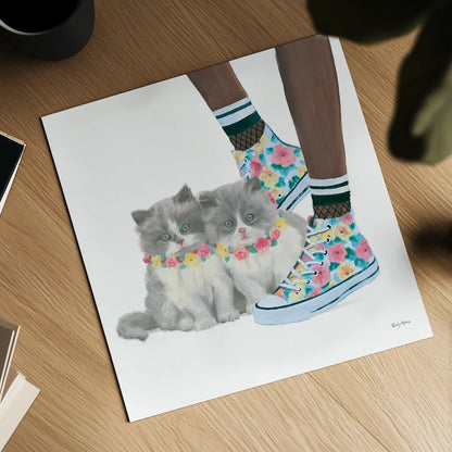 Cutie Kitties VII by Emily Adams. Shown as a detailed flat fine art print, highlighting archival giclee quality. Available as an archival giclee rolled canvas, fine art paper, or poster print. SKU 44469a.