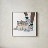 Cutie Kitties VII by Emily Adams. Shown in a crisp white glass frame for a clean and minimalist style. Available as an archival giclee rolled canvas, fine art paper, or poster print. SKU 44469a.
