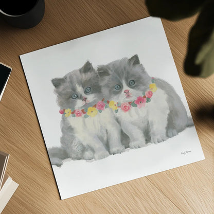 Cutie Kitties VIII by Emily Adams. Shown as a detailed flat fine art print, highlighting archival giclee quality. Available as an archival giclee rolled canvas, fine art paper, or poster print. SKU 44470a.